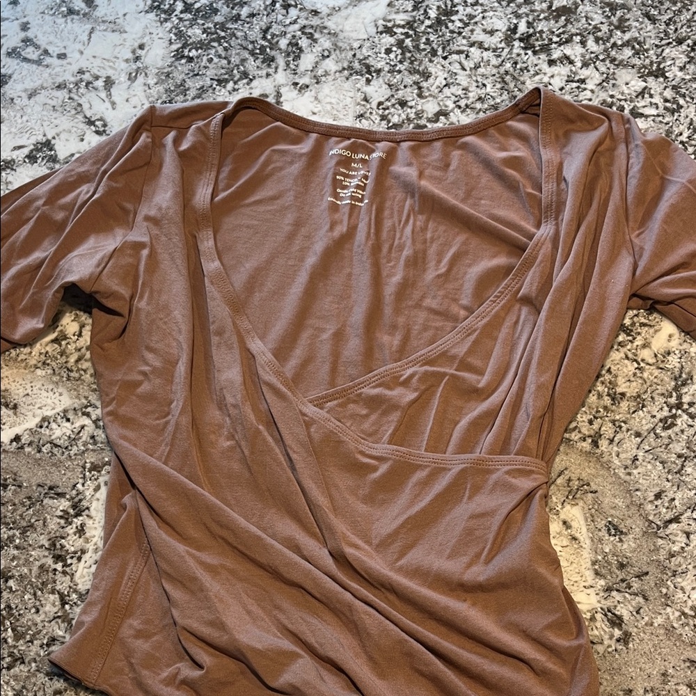 Lightweight Brown Faux-Wrap Women's Camisole